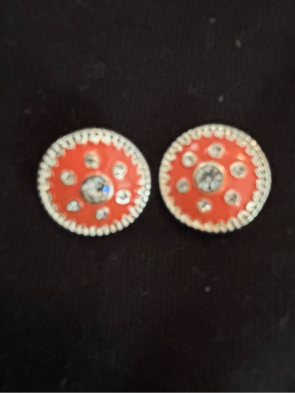 Round Orange Original Dots with Clear Rhinestones